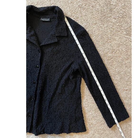 Front Street Womens Large Button Up Cardigan Black Collar Diamond Shape Button - Picture 11 of 11